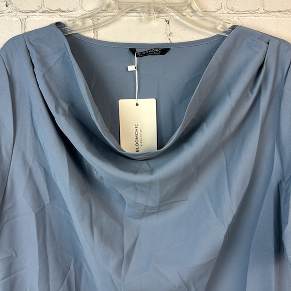 BloomChic Blue Cowl Neck Ruffle Sleeve Top Plus Size 14/16 1X - Picture 4 of 6